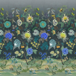 Designers Guild Brocart decoratif PDG1169/03 Features deep indigo hues with contrasting floral details.