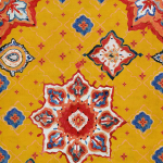 Mind The Gap ARABIAN DECORATIVE WP20742 A radiant golden yellow background adorned with red, blue, and whit...