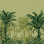 Today Interiors Carl Robinson 19 CL31800M-CL31804M CL31804M Forest green and olive green palm trees and foliage on a muted sage...