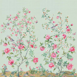 Today Interiors Carl Robinson 19 CL33100M-CL33110M CL33104M Light green leaves and branches with vibrant pink, white, and yello...