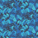 Masureel FRIDA HAV902 Displays striking blue and teal flowers with intricate botanical pa...
