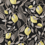 Masureel LIMONE ILA101 Features vivid yellow lemons with silver-grey leaves on a black bac...