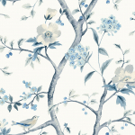 Today Interiors COASTAL HAVEN LN40001-LN40011 LN40002 Light blue background with subtle floral patterns in blue and white.