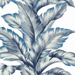 Today Interiors COASTAL HAVEN LN40600-LN40632 LN40612 Rich navy blue leaves on a cream background.

