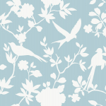 Today Interiors COASTAL HAVEN LN40902-LN40912 LN40912 Pristine white bird and floral silhouettes on a light sky blue back...