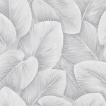 Today Interiors SAVANNAH GRASS LS61808 LS61808 Detailed silver leaves on a soft grey background.