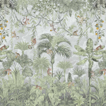 Timeless Design Monkey Forest Mural TD1303-01 Beryl Green