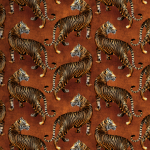 Avalana TIGRESS TIGRESS-ROLL-COPPER Features majestic tigers with copper accents on a deep, rich backgr...