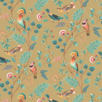Osborne & Little MAYANI W7902-01 Colorful birds in teals, corals, and yellows with vibrant green fol...