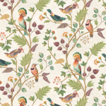 Osborne & Little MAYANI W7902-03 Lively birds in teals, corals, and yellows with olive green foliage...