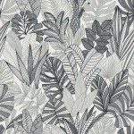 Today Interiors THE KEYS WTK20200-WTK20207 WTK20200 Detailed leaf patterns in black on a white background.